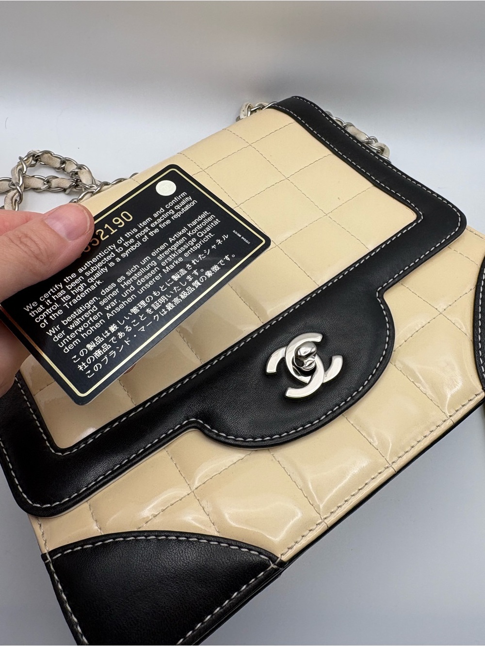 Authentic Chanel East West Chocolate Bar Flap Leather Handbag - Picture 13 of 14